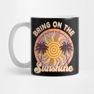 Vintage Retro Beach Rainbow Sunset Bring On The Sunshine Mug